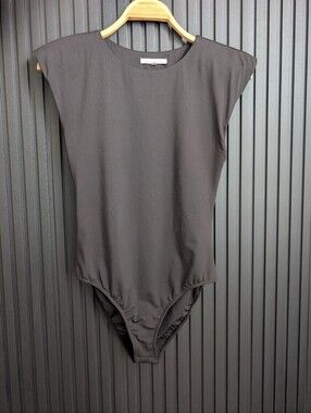 et clet Black Sleeveless Bodysuit With Shoulder Pads Size L